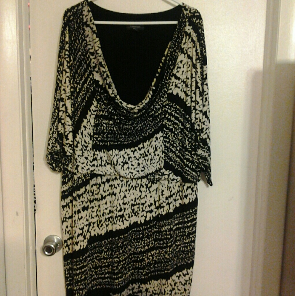 Multi Color Cream & Black Dress